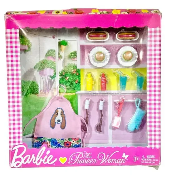 Barbie The Pioneer Woman Doll & Kitchen Set Bundle Barbecue Pasta Dishwasher